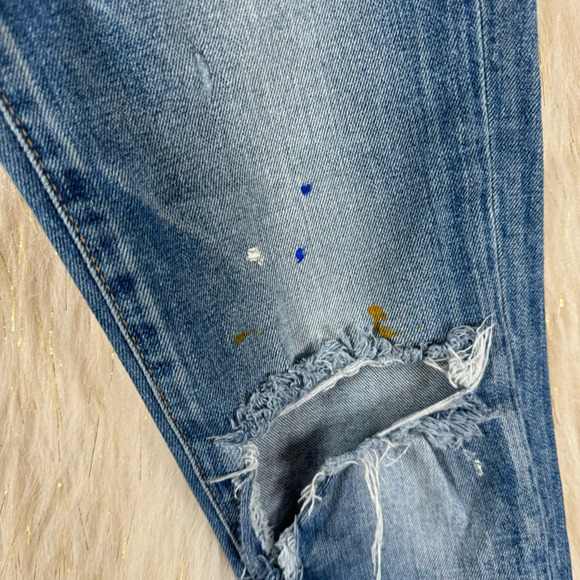 Moussy Womens Skinny Jeans Skinny Medium Wash Blue Distressed Splatter Size 24 - Picture 7 of 13